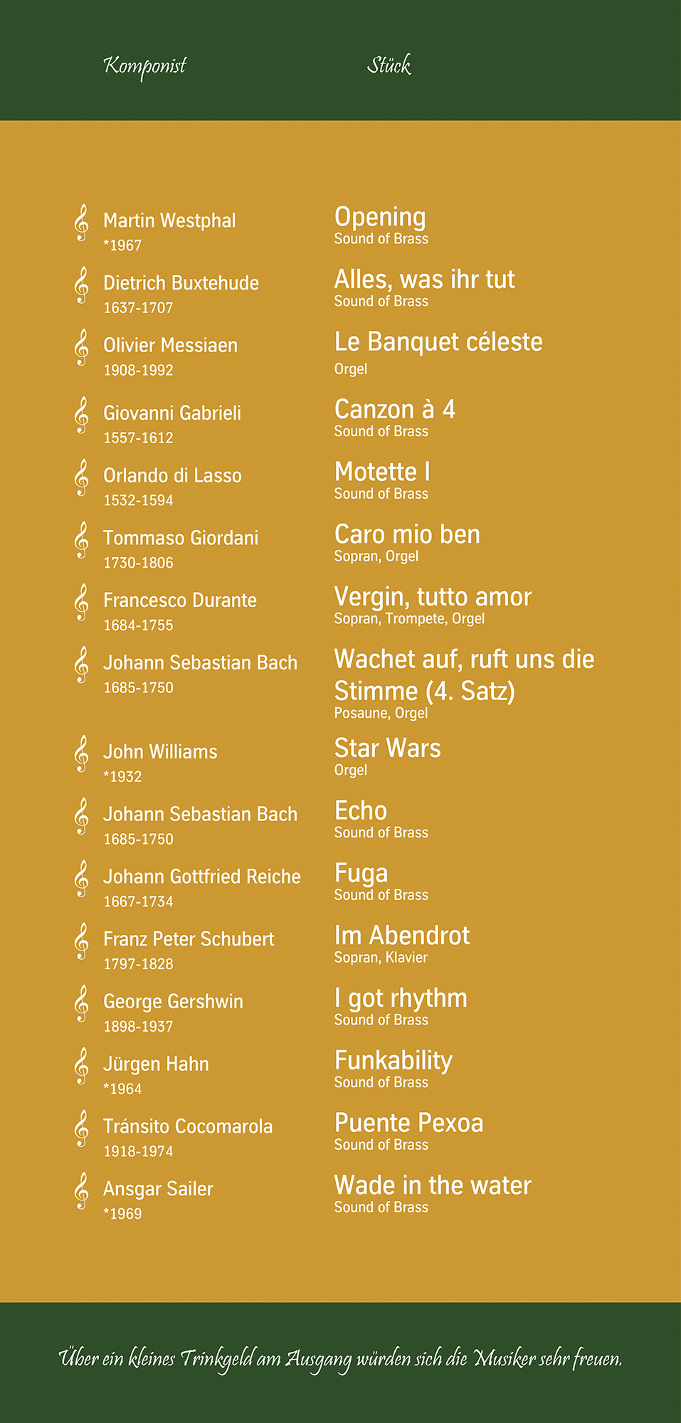 Das Programmheft zum Konzert - Rückseite