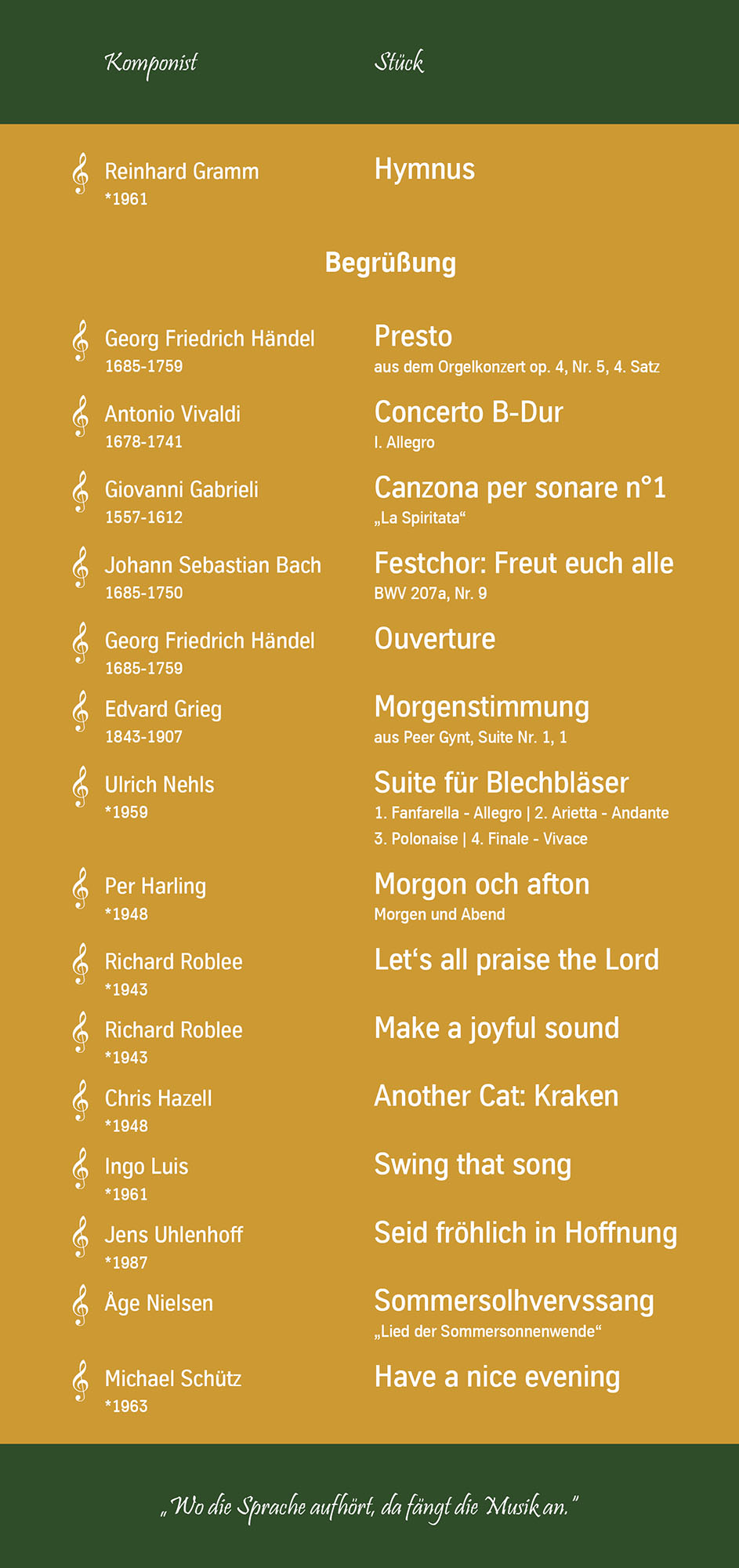 Programmflyer zum Konzert - Rückseite